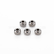 201 Stainless Steel Beads, Column, Cadmium Free & Nickel Free & Lead Free, Rondelle, Stainless Steel Color, 4x3.5mm, Hole: 1.6mm(STAS-N088-37A-01P)