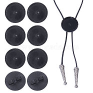 8Pcs Alloy Blank Bolo Tie Round Slider Pack, Bolo Tie Buckle Accessories, Black, 29.5x8mm, Tray: 25mm(FIND-CA0009-18EB)