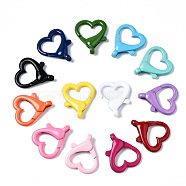 Spray Painted Eco-Friendly Alloy Lobster Claw Clasps, Cadmium Free & Nickel Free & Lead Free, Heart, Mixed Color, 26x22x5.5mm, Hole: 2mm(X-PALLOY-T080-05-NR)