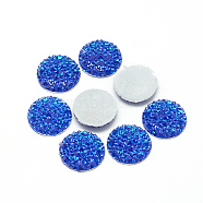 Resin Cabochons, Bottom Silver Plated, Half Round/Dome, Blue, 25x4.5~5mm(X-CRES-Q192-25mm-07)