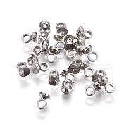 Brass Bead Cap Pendant Bails, for Globe Glass Bubble Cover Pendants, Platinum, 3.5x2.8mm, Hole: 1.4mm(KK-F792-06P)