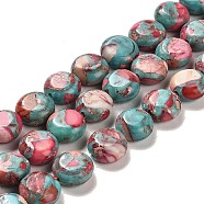 Synthetic Regalite/Imperial Jasper/Sea Sediment Jasper Beads Strands, Dyed, Flat Round, Hot Pink, 10~10.5x5mm, Hole: 1.2mm, about 40pcs/strand, 15.55~15.94 inch(39.5~40.5cm)(G-F765-M01-01)