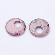 Natural Rhodonite Pendants, Donut, 40x7mm, Hole: 12~14.5mm(G-F524-C01)