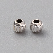 925 Sterling Silver Beads, Textured Round, Silver, 3mm, Hole: 1.2mm(STER-TAC0001-06S)