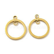 304 Stainless Steel Connector Charms, Ring Link, Real 14K Gold Plated, 15x12.5x1mm, Hole: 2mm(STAS-P356-11G)