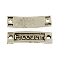 Tibetan Style Alloy Rectangle with Freedom Links connectors, Cadmium Free & Nickel Free & Lead Free, Antique Silver, 10x35x2.5mm, Hole: 3mm(TIBE-S237-AS-FF)
