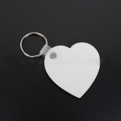 Sublimation Double-Sided Blank MDF Keychains, with Heart Shape Wooden Hard Board Pendants and Iron Split Key Rings, Platinum, 5x5x0.3cm(ZXFQ-PW0001-044)