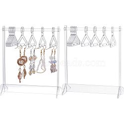 Acrylic Earring Displays, with 8 hangers, for Jewelry Display Supplies, Coat Hanger, Clear, 15x5.9x0.3cm, Hole: 3.6mm, 2sets/bag(EDIS-FH0001-01)