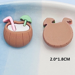 Opaque Resin Decoden Cabochons, for Hair Accessories, Coconut Water, Camel, 20x18mm(OHAR-PW0001-496C)