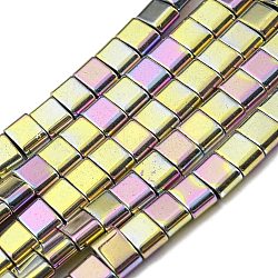 Electroplated Non-magnetic Synthetic Hematite Beads Strands, Rectangle, 2-Hole, Colorful, 6x4x3mm, Hole: 1.2mm, about 95pcs/strand, 15.35 inch(39cm)(G-C106-B02-04B)