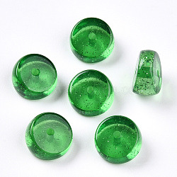 Resin Spacer Beads, Column, with Glitter Powder, It Is Suit for 12mm, Light Green, 8x5.5~6mm, Hole: 1.5mm(RESI-T057-15B-03)