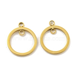 304 Stainless Steel Connector Charms, Ring Link, Real 14K Gold Plated, 15x12.5x1mm, Hole: 2mm(STAS-P356-11G)
