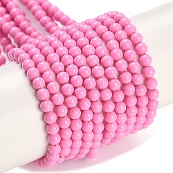 Synthetic Turquoise Beads Strands, Round, Dyed, Pink, 3mm, Hole: 0.8mm, about 131pcs/strand, 15.16''(38.5cm)(G-U004-02I)