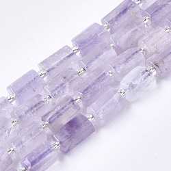Natural Amethyst Beads Strands, Faceted, Column, 8~11x6~8x5~7mm, Hole: 1mm, about 15~17pcs/strand, 7.28~7.48 inch(X-G-S345-8x11-015)