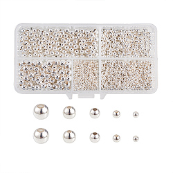Brass Spacer Beads, Seamless, Round, Silver, 2.4mm(KK-PH0034-44)
