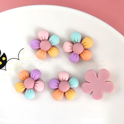 Opaque Resin Cabochons, for Hair Accessories, Flower, Pink, 21mm(X-OHAR-PW0001-497A)