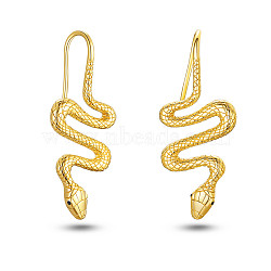 SHEGRACE Snake 925 Sterling Silver Dangle Earrings for Women, Golden, 37.6x16mm(JE896A)