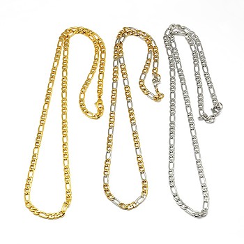 304 Stainless Steel Figaro Chain Necklace Making, Mixed Color, 19.49 inch~21.65 inch(49.5~55cm), 4.5mm