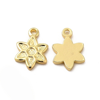 Rack Plating Brass Charms, Flower Charm, Real 18K Gold Plated, 9.5x7.5x1mm, Hole: 0.8mm