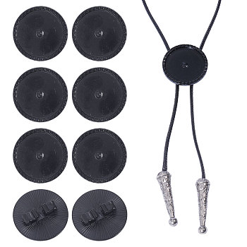 8Pcs Alloy Blank Bolo Tie Round Slider Pack, Bolo Tie Buckle Accessories, Black, 29.5x8mm, Tray: 25mm