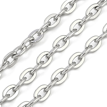 Non-Tarnish 304 Stainless Steel Link Chains, Unwelded, Stainless Steel Color, 8x5x1mm