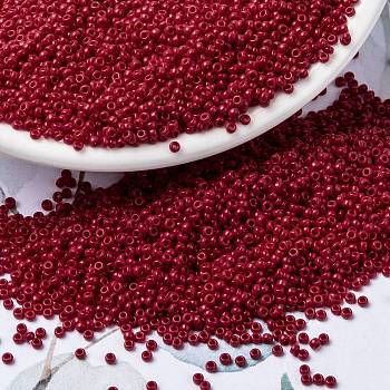 MIYUKI Round Rocailles Beads, Japanese Seed Beads, 15/0, (RR408D) Opaque Dark Red, 1.5mm, Hole: 0.7mm, about 5555pcs/10g