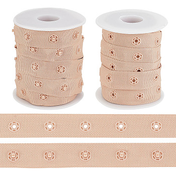 10 Yards Polyester Sewing Snap Button Tape, Plastic Buttons Fastener Replacement, with 2Pcs Plastic Empty Spools, BurlyWood, 3/4 inch(18mm)