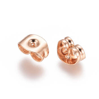 304 Stainless Steel Ear Nuts, Butterfly Earring Backs for Post Earrings, Rose Gold, 6x4x3mm, Hole: 1mm