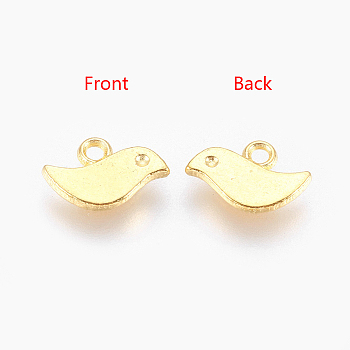 Tibetan Style Alloy Charms, Cadmium Free & Nickel Free & Lead Free, Bird, Golden, 7x11x1mm, Hole: 1mm