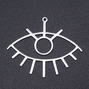 201 Stainless Steel Laser Cut Pendants, Eye, Stainless Steel Color, 32x39.5x1mm, Hole: 1.5mm