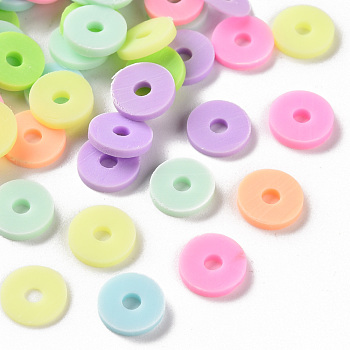 Handmade Polymer Clay Beads, Heishi Beads, for DIY Jewelry Crafts Supplies, Disc/Flat Round, Medium Turquoise, 8x1.5mm, Hole: 2mm, about 1150pcs/100g