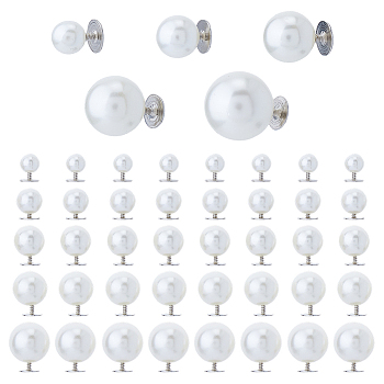 100Pcs 5 Styles Plastic Imitation Pearl Rivets, Round, White, 8~16.5x7.5~15.5mm