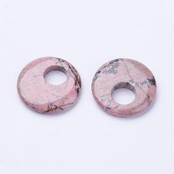 Natural Rhodonite Pendants, Donut, 40x7mm, Hole: 12~14.5mm