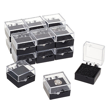 Plastic Presentation Boxes for Badge Storage & Display, with Foam, Black, 30.5x38x21.5mm, Inner Diameter: 28x28x9mm