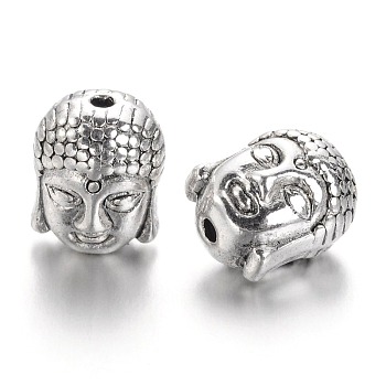 Tibetan Style Beads, Cadmium Free & Lead Free, Buddha Head, Antique Silver, 11x9x8mm, Hole:1.5mm
