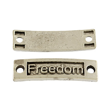 Tibetan Style Alloy Rectangle with Freedom Links connectors, Cadmium Free & Nickel Free & Lead Free, Antique Silver, 10x35x2.5mm, Hole: 3mm