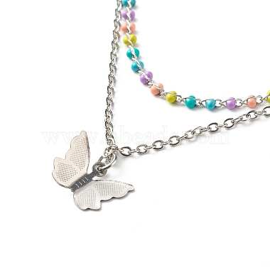 Bullet and Butterfly Pendant Necklaces Set for Women Gift(NJEW-JN03652)-8