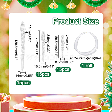 wadorn 45шт. рождественские пластиковые сосульки-подвески украшения(DIY-WR0003-04)-2
