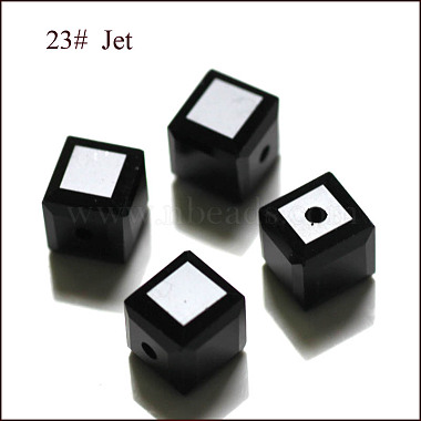 7mm Black Cube Glass Beads