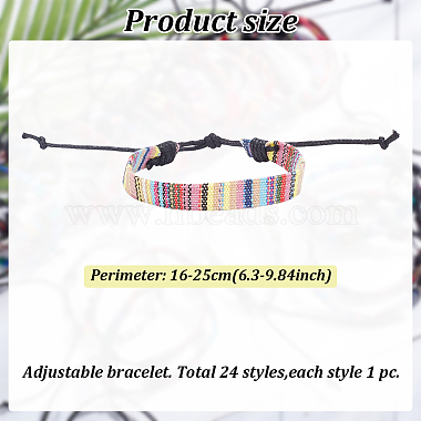 24Pcs 24 Style Jute Braided Cord Bracelets Set with Wax Cord(BJEW-AN0001-61)-7