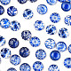 Blue and White Floral Printed Glass Cabochons(GGLA-A002-12mm-XX)-1