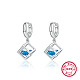 Anti-Tarnish Rhodium Plated 925 Sterling Silver Cube Hoop Earrings(LS6808-3)-1