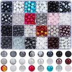 DIY Round Imitation Acrylic Pearl and Glass Beads Jewelry Making Finding Kits, Black, 8mm, Hole: 1.3~2mm, 25pcs/style(DIY-SP0002-78D)