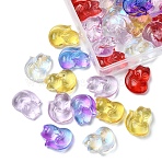 50Pcs 5 Colors Transparent Spray Painted Glass Pendants, Fox, Mixed Color, 18x14x7mm, Hole: 1mm, 10pcs/color(GLAA-YW0003-94)