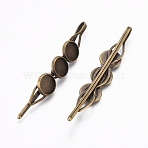 Iron Hair Bobby Findings, with Flat Round Settings, Antique Bronze, Tray: 10mm, 70.5mm(MAK-WH0007-10AB)