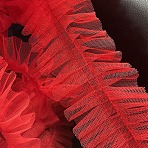 40M Polyester Pleated Lace Trim, Ruffled Lace Ribbon, for Garment Accessories, Crimson, 2-3/8 inch(60mm), 40m/bundle(OCOR-WH0089-01F)