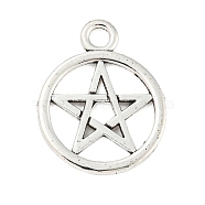 Tibetan Style Alloy Ring with Star Pendants, Cadmium Free & Lead Free, Antique Silver, 25x20x1.5mm, Hole: 3mm, about 308pcs/500g(TIBEP-Q043-036-RS)