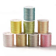 8 Rolls Polyester Sewing Thread, 3-Ply Polyester Cord for Jewelry Making, Mixed Color, 0.2mm, about 54.68 Yards(50m)/Roll(OCOR-E026-01)