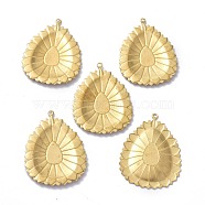 Brass Pendants, DIY Accessories, for Bracelets, Earrings, Necklaces, Teardrop with Flower, Raw(Unplated), 40.5x30x2mm, Hole: 1.4mm(KK-I010-03C)