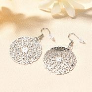 304 Stainless Steel Dangle Earrings, Stainless Steel Color, Snowflake, 50x35mm(EJEW-R015-01P-04)